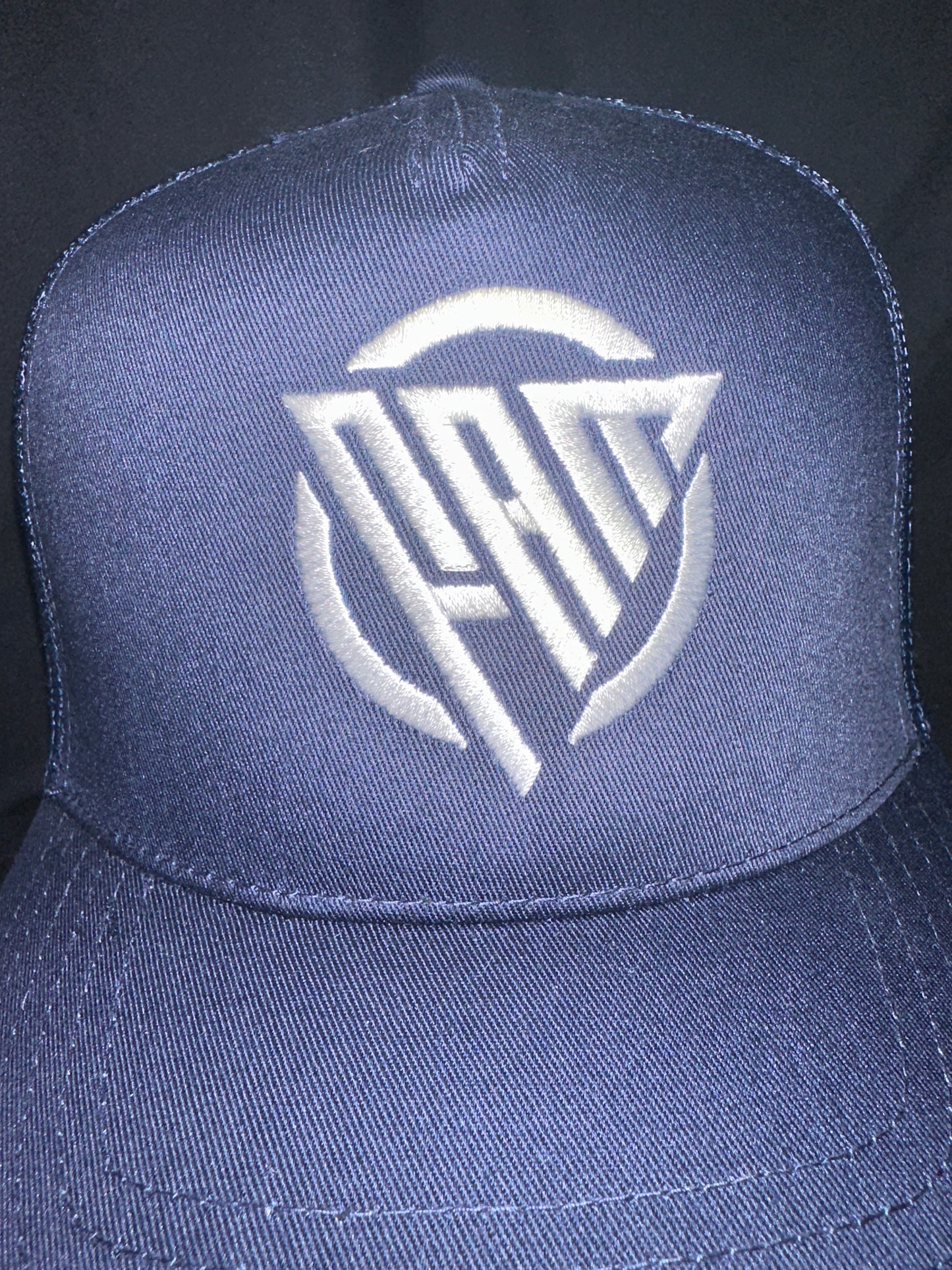 “FAM” Hard-Front SnapBack Hat Navy Blue With White “FAM” Logo Embroidery