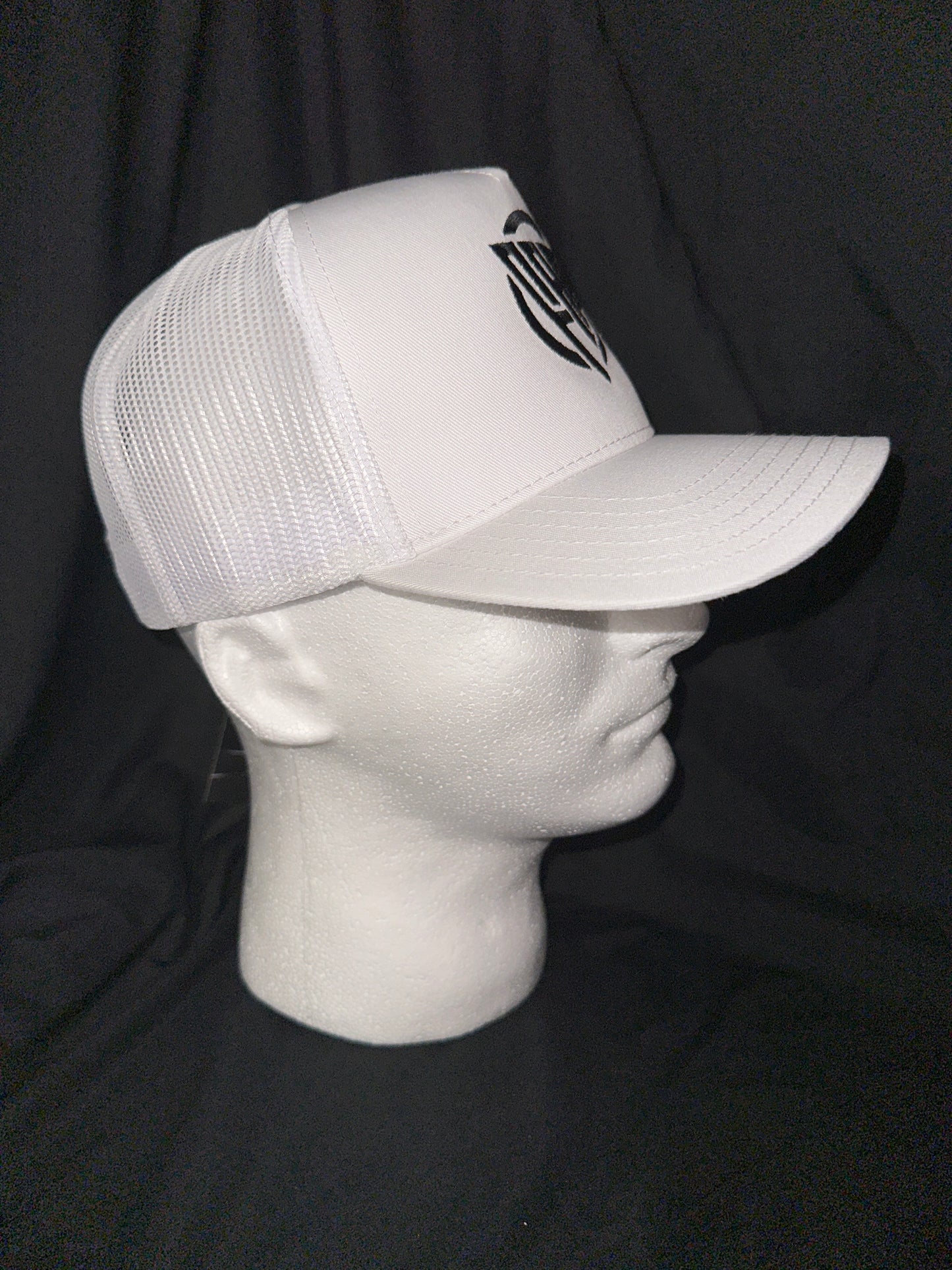 “FAM” Hard-Front SnapBack Hat White With Black “FAM” Logo Embroidery