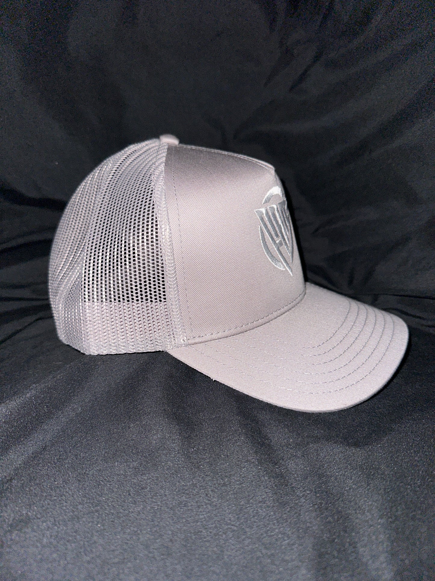 “FAM” Hard-front SnapBack Hat Gray With White “FAM” Logo Embroidery