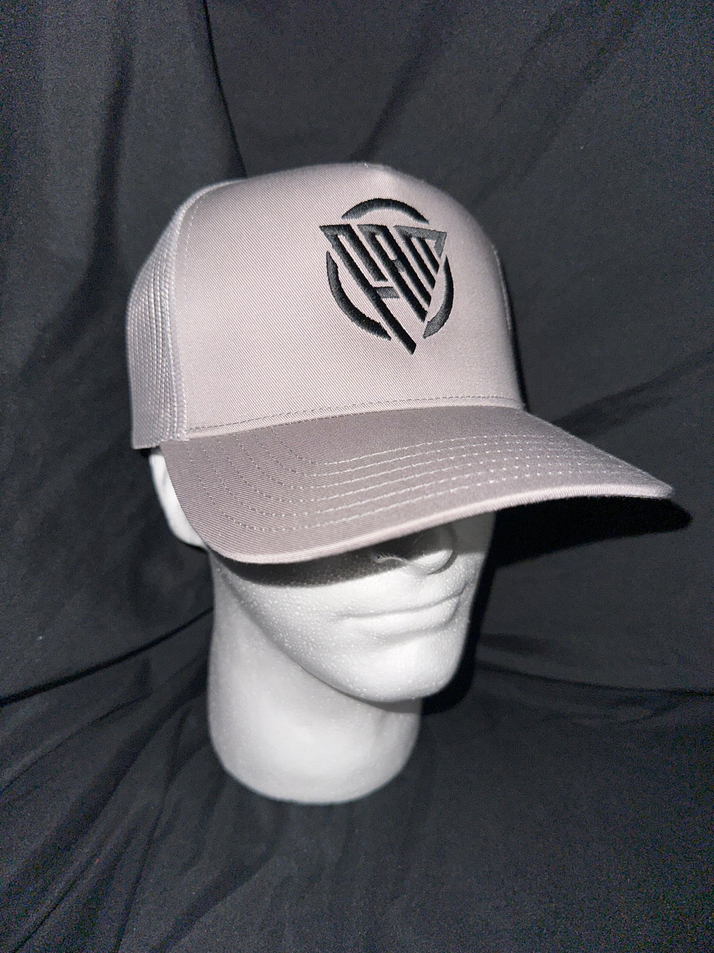 “FAM” Hard-Front SnapBack Hat Gray With Black “FAM” Logo Embroidery