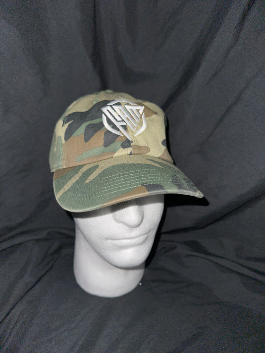 “FAM” StrapBack Hat Camo with White “FAM” Logo Embroidery