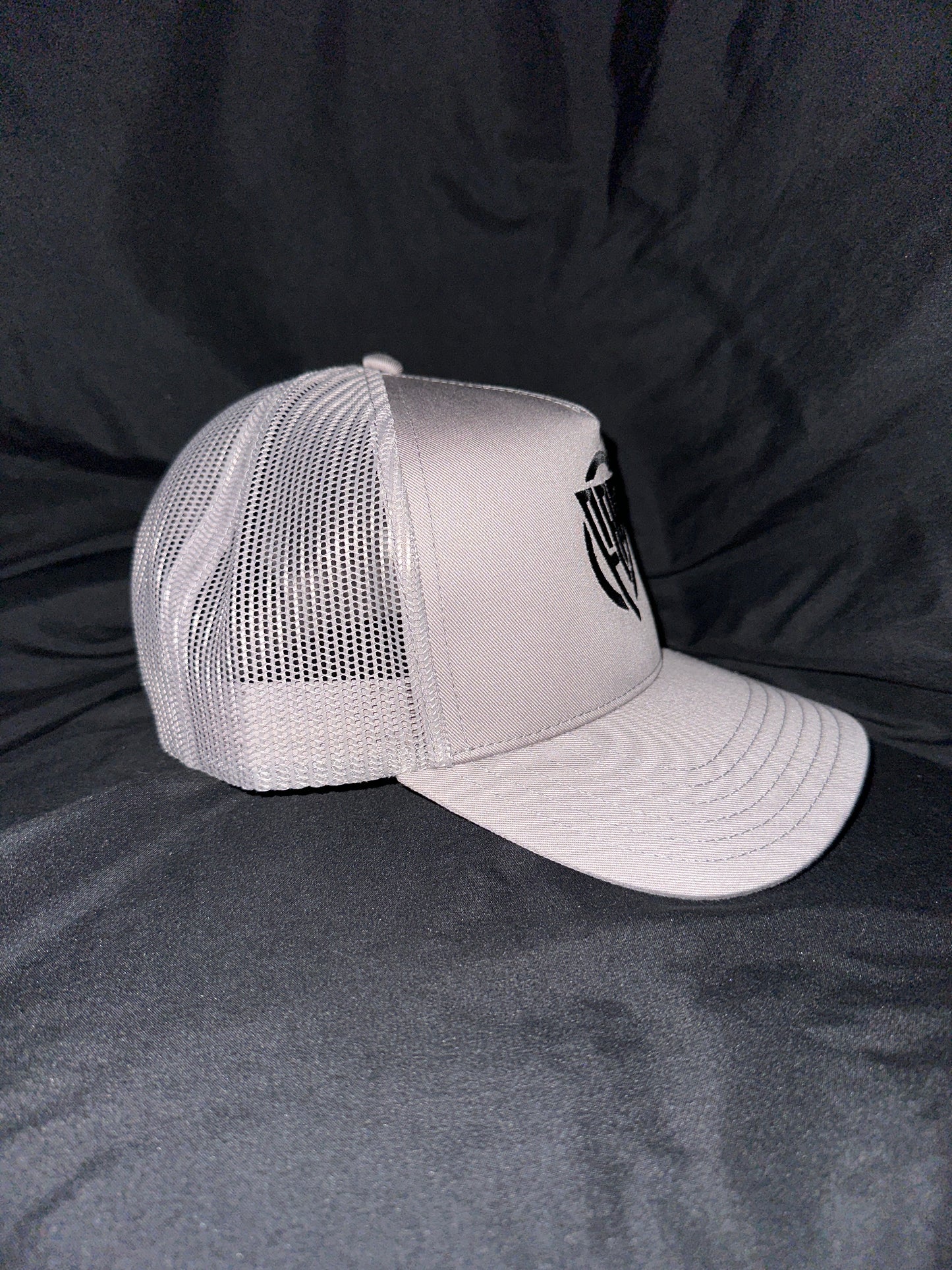 “FAM” Hard-Front SnapBack Hat Gray With Black “FAM” Logo Embroidery