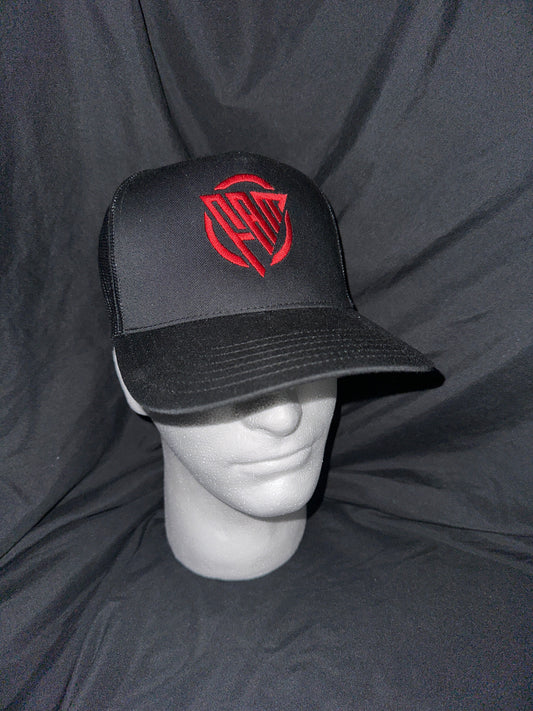 “FAM” Hard-Front SnapBack Hat Black With Red “FAM” Logo Embroidery