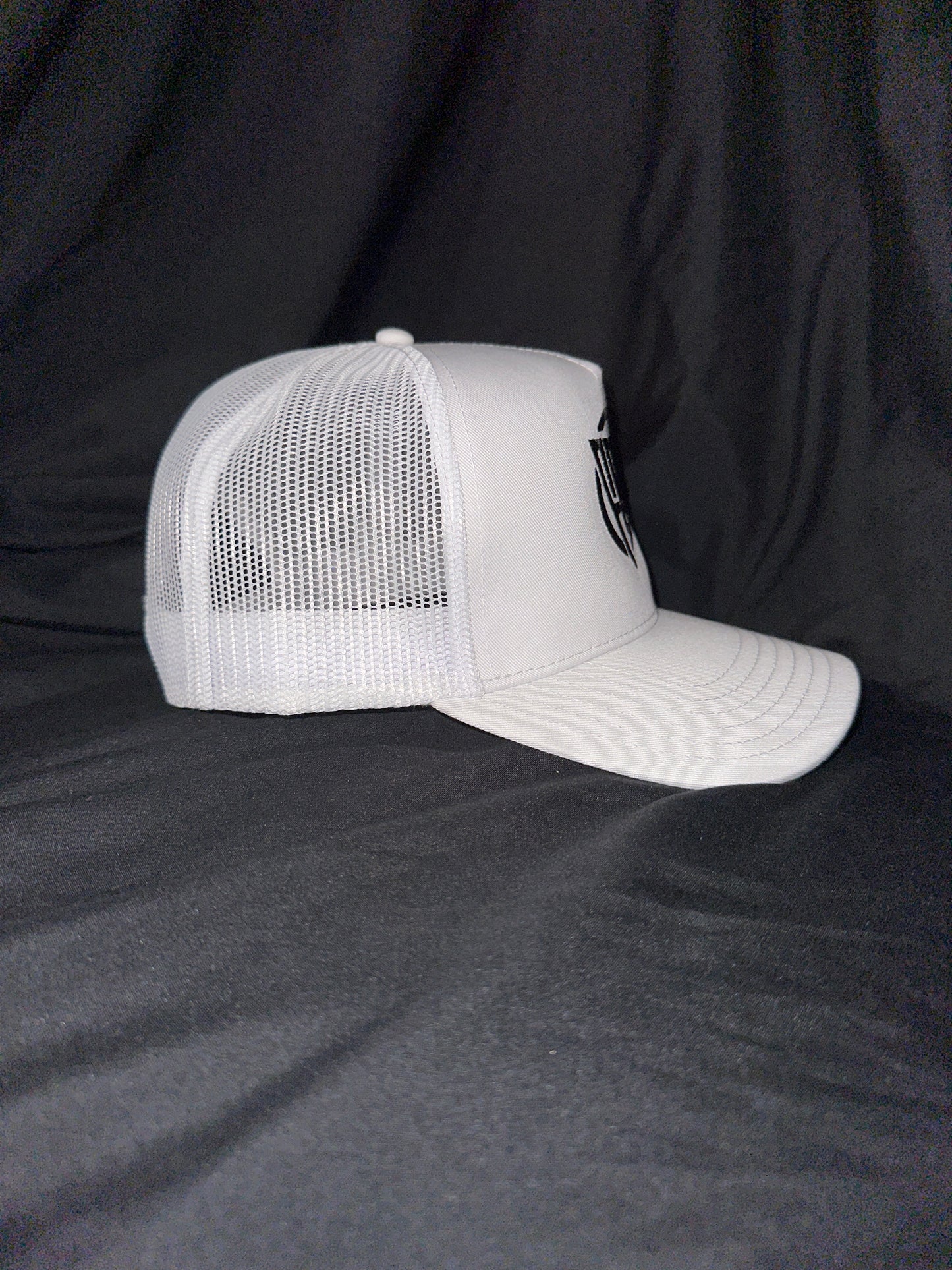 “FAM” Hard-Front SnapBack Hat White With Black “FAM” Logo Embroidery