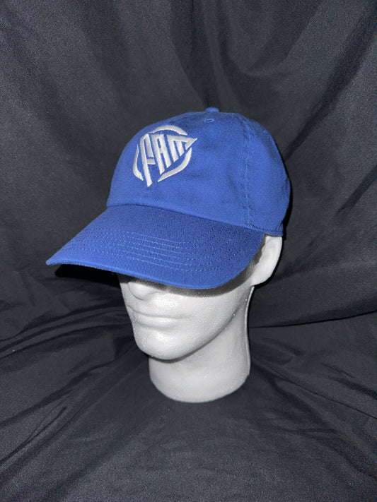 “FAM” StrapBack Hat Blue with White “FAM” Logo Embroidery