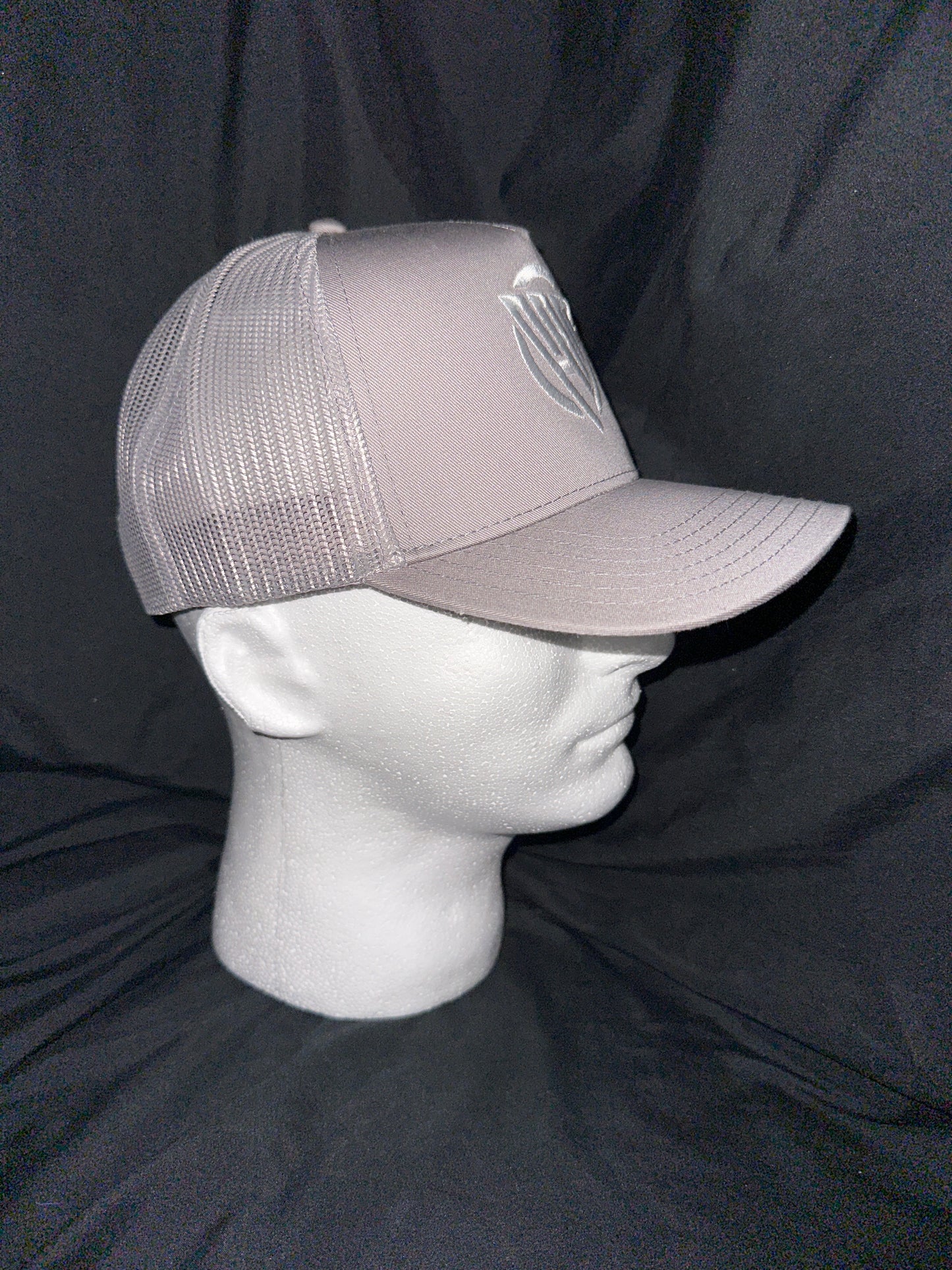 “FAM” Hard-front SnapBack Hat Gray With White “FAM” Logo Embroidery