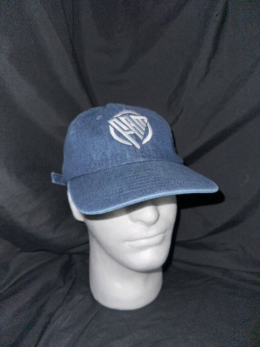 “FAM” StrapBack Hat Denim with White “FAM” Logo Embroidery