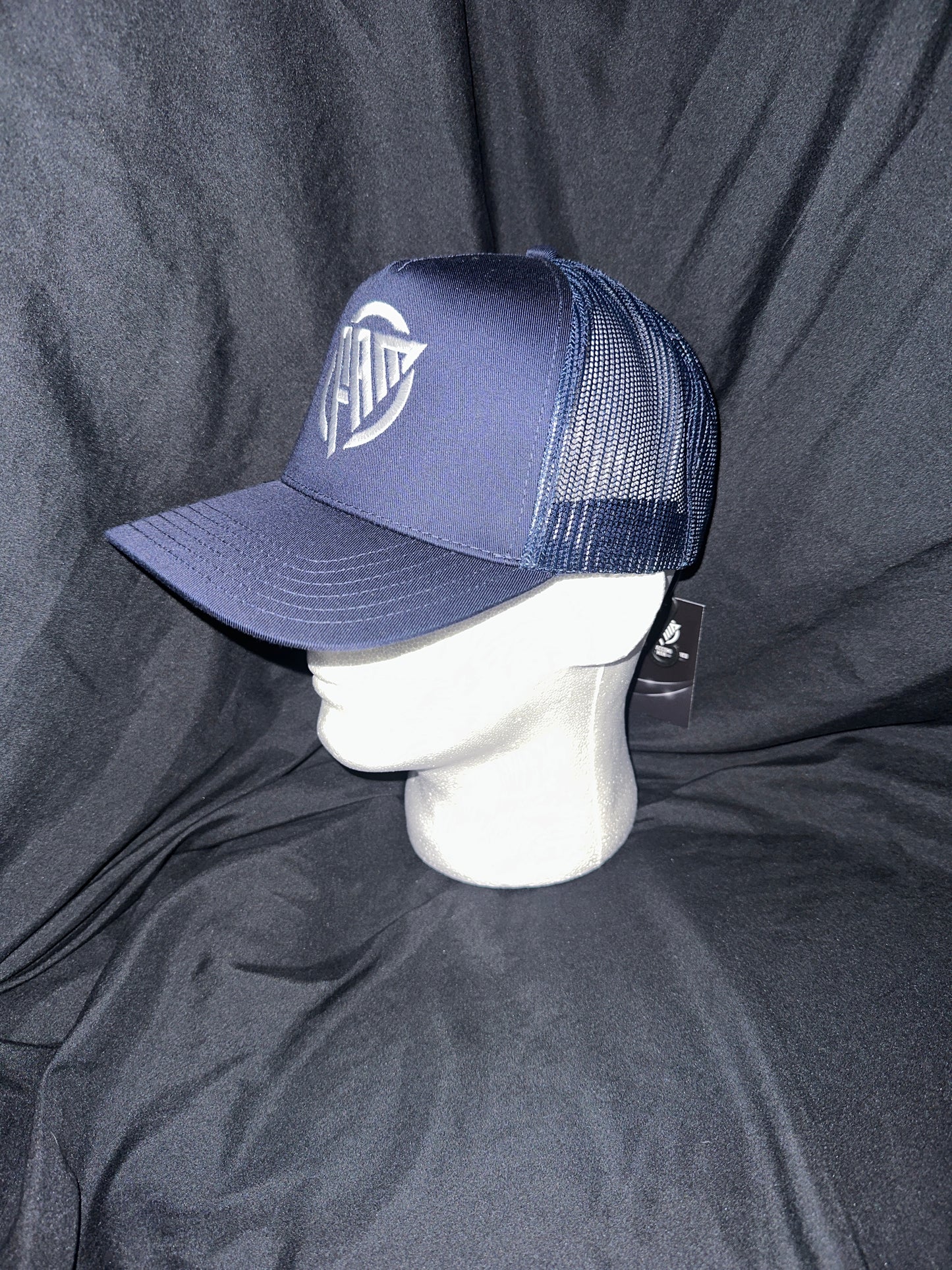 “FAM” Hard-Front SnapBack Hat Navy Blue With White “FAM” Logo Embroidery