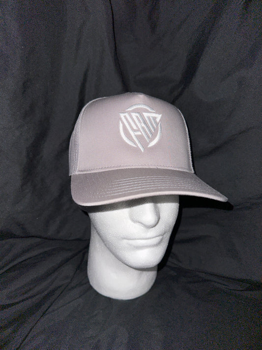 “FAM” Hard-front SnapBack Hat Gray With White “FAM” Logo Embroidery