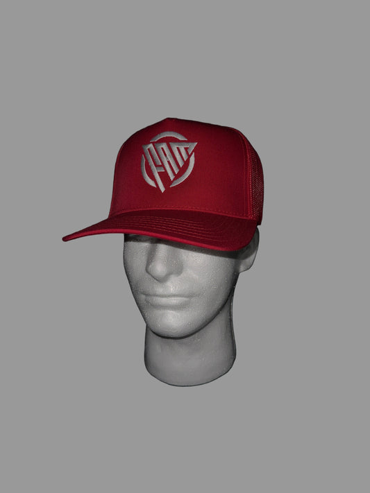 “FAM” Hard-Front SnapBack Hat Red With White “FAM” Logo Embroidery